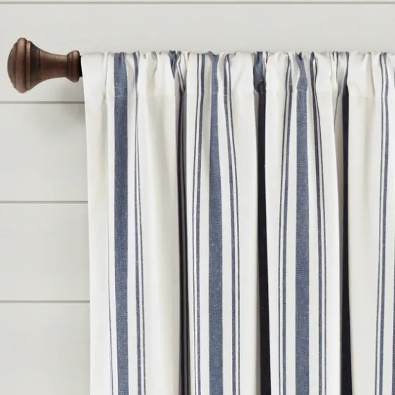 Navy Farmhouse Stripe Curtain Panels, Set Of 2-Kirkland's Home Store