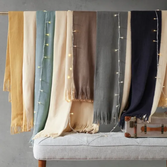 Navy Faux Cashmere Color Block Throw Blanket-Kirkland's Home Online