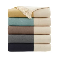 Navy Faux Cashmere Color Block Throw Blanket-Kirkland's Home Online