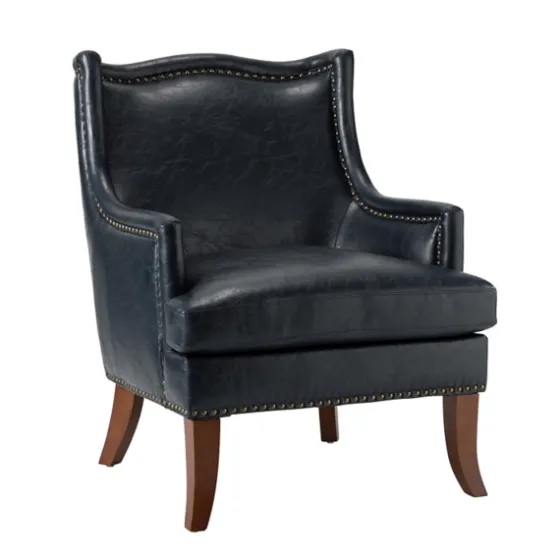 Navy Faux Leather Wingback Accent Chair-Kirkland's Home Best Sale