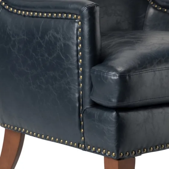 Navy Faux Leather Wingback Accent Chair-Kirkland's Home Best Sale