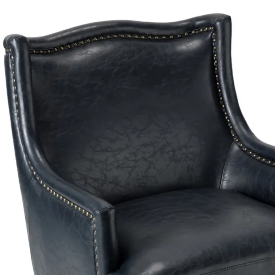 Navy Faux Leather Wingback Accent Chair-Kirkland's Home Best Sale