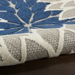 Navy Floral Burst Outdoor Area Rug, 5X7-Kirkland's Home Fashion