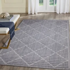Navy Geo Lattice Outdoor Area Rug, 7X9-Kirkland's Home Fashion