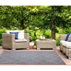 Navy Geo Lattice Outdoor Area Rug, 6X9-Kirkland's Home Hot
