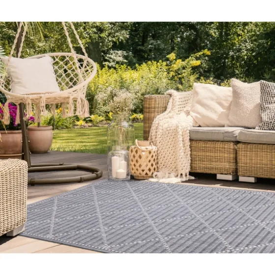 Navy Geo Lattice Outdoor Area Rug, 6X9-Kirkland's Home Hot