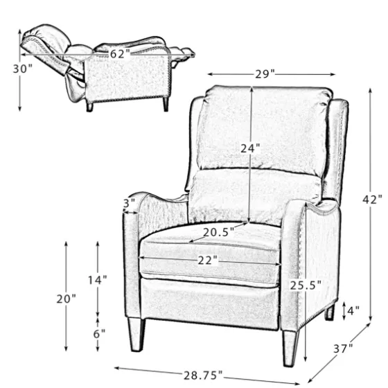 Navy Leather Nailhead Traditional Recliner-Kirkland's Home Cheap