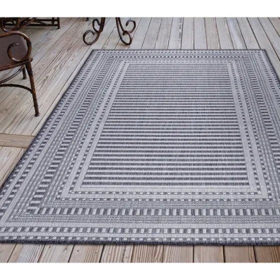 Navy Linear Macy Indoor/Outdoor Area Rug, 6X9-Kirkland's Home New