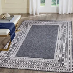 Navy Linear Macy Indoor/Outdoor Area Rug, 4X7-Kirkland's Home New