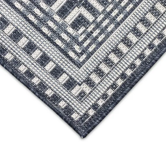 Navy Linear Macy Indoor/Outdoor Area Rug, 4X7-Kirkland's Home New