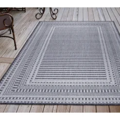 Navy Linear Macy Indoor/Outdoor Area Rug, 7X9-Kirkland's Home Shop