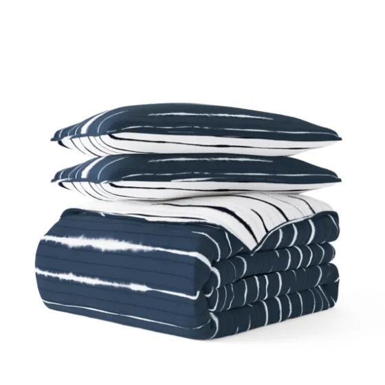 Navy Linear Reversible 3-Pc. Queen Quilt Set-Kirkland's Home Flash Sale