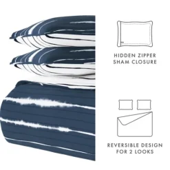 Navy Linear Reversible 2-Pc. Twin Quilt Set-Kirkland's Home Best
