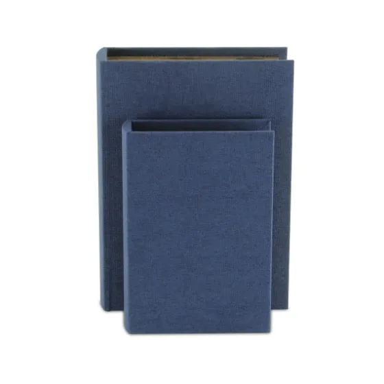 Navy Linen Book Boxes, Set Of 2-Kirkland's Home Cheap