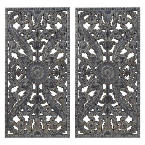 Navy Madison Park Floral Wall Plaques, Set Of 2-Kirkland's Home Discount