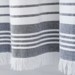 Navy Nantucket Fringe Curtain Panel Set, 95 In.-Kirkland's Home Discount