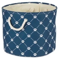 Navy Paw Trellis Round Basket, 15 In.-Kirkland's Home Outlet