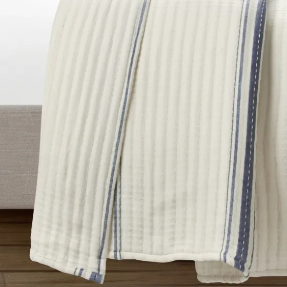 Navy Pick Stitch Stripe Queen Quilt-Kirkland's Home Discount
