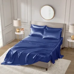Navy Satin 6-Pc. Full Sheet Set-Kirkland's Home Shop
