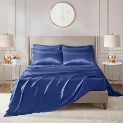 Navy Satin 6-Pc. King Sheet Set-Kirkland's Home New