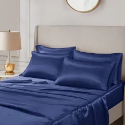 Navy Satin 6-Pc. King Sheet Set-Kirkland's Home New