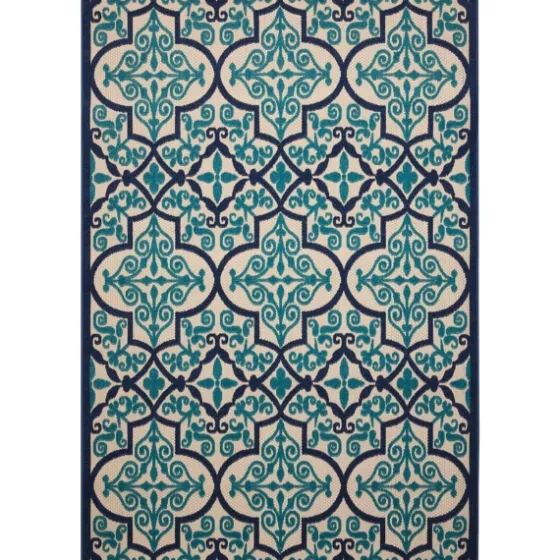 Navy Trellis Outdoor Area Rug, 5X7-Kirkland's Home Outlet