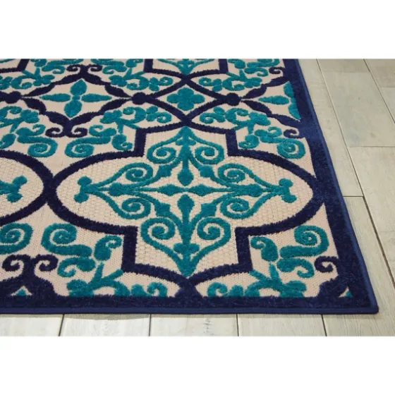 Navy Trellis Outdoor Area Rug, 5X7-Kirkland's Home Outlet