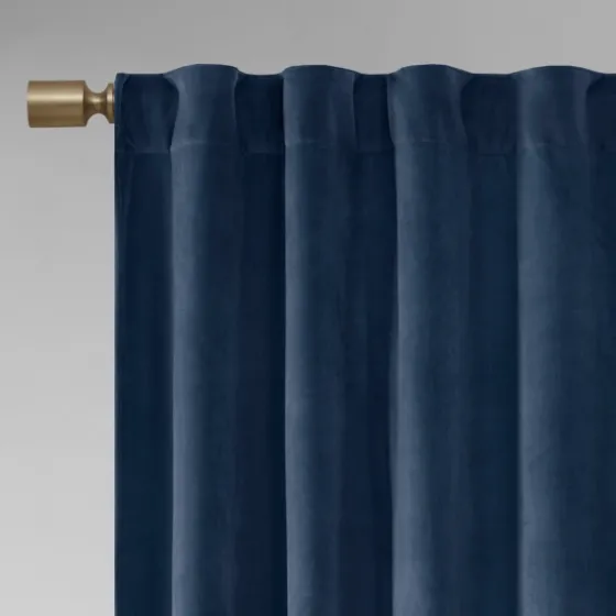 Navy Velvet Greta Curtain Panel Set, 84 In.-Kirkland's Home Fashion