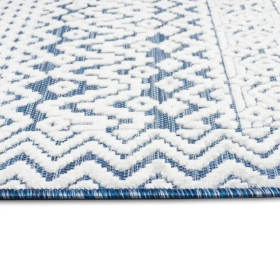 Navy Zig-Zag Ezra Indoor/Outdoor Area Rug, 7X9-Kirkland's Home Fashion