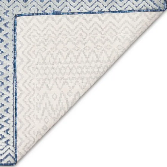 Navy Zig-Zag Ezra Indoor/Outdoor Area Rug, 7X9-Kirkland's Home Fashion