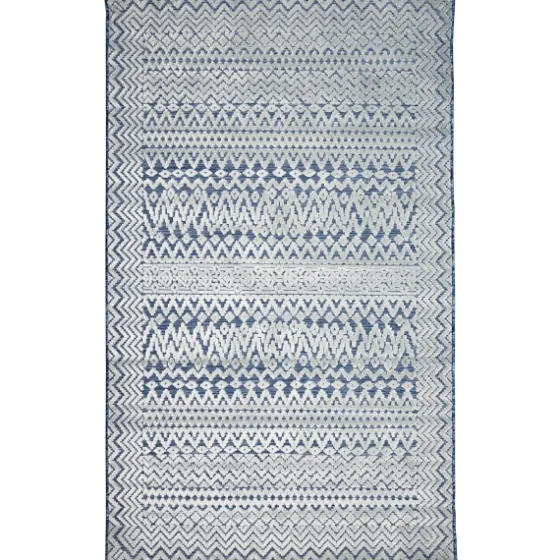 Navy Zig-Zag Ezra Indoor/Outdoor Area Rug, 4X7-Kirkland's Home Shop