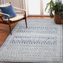 Navy Zig-Zag Ezra Indoor/Outdoor Area Rug, 4X7-Kirkland's Home Shop