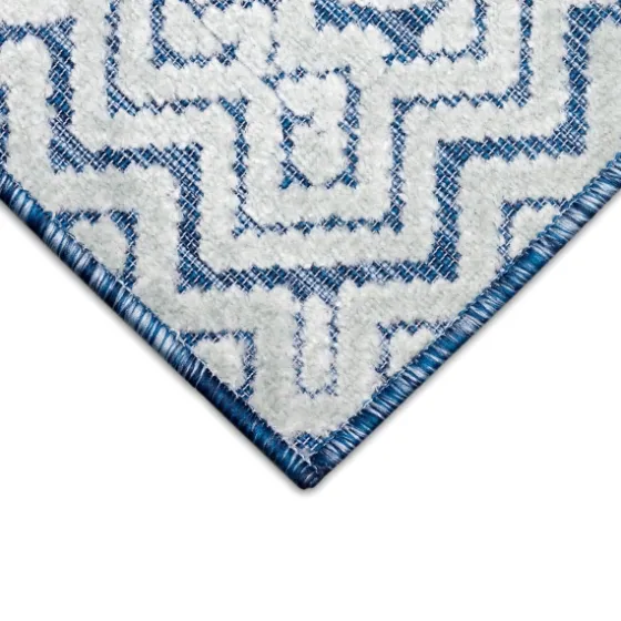 Navy Zig-Zag Ezra Indoor/Outdoor Area Rug, 4X7-Kirkland's Home Shop