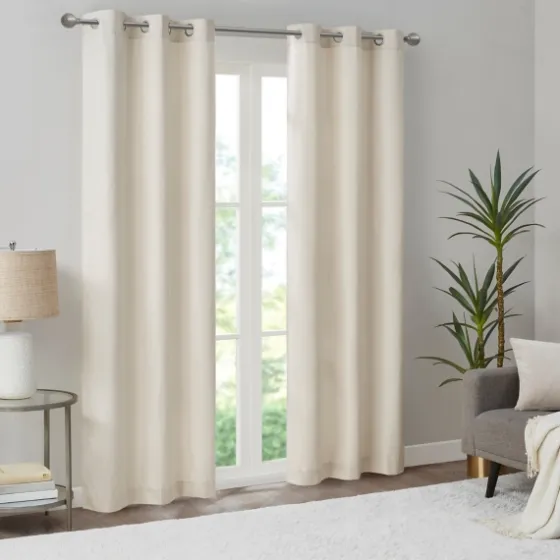 Neutral Basketweave Curtain Panel Set, 84 In.-Kirkland's Home Fashion