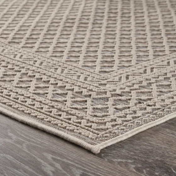 Neutral Bordered Lattice Outdoor Area Rug, 5X7-Kirkland's Home Cheap