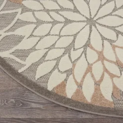 Neutral Floral Burst Outdoor Round Area Rug, 7 Ft.-Kirkland's Home Cheap