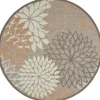 Neutral Floral Burst Outdoor Round Area Rug, 5 Ft.-Kirkland's Home Store