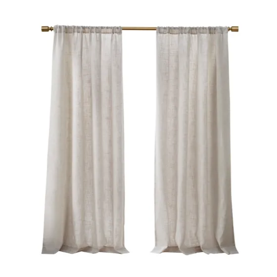 Neutral Linen Blend Curtain Panel Set, 84 In-Kirkland's Home Cheap