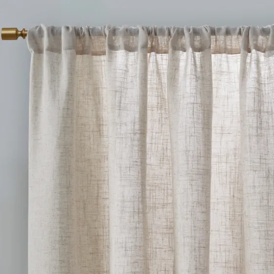 Neutral Linen Blend Curtain Panel Set, 84 In-Kirkland's Home Cheap