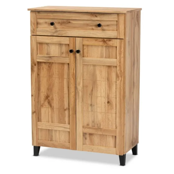 Oak 2-Door Grid Shoe Storage Cabinet-Kirkland's Home Store
