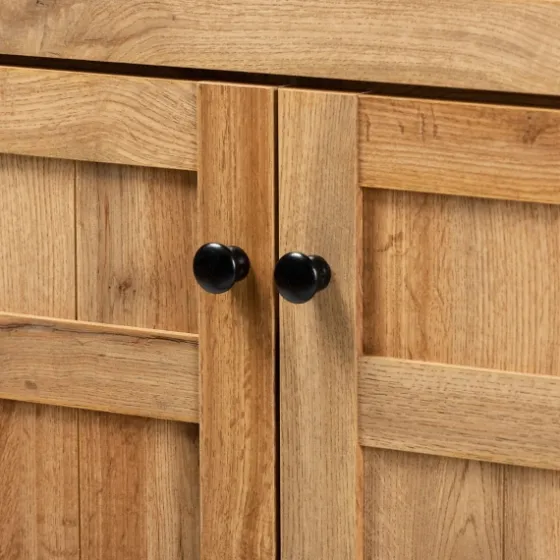 Oak 2-Door Grid Shoe Storage Cabinet-Kirkland's Home Store