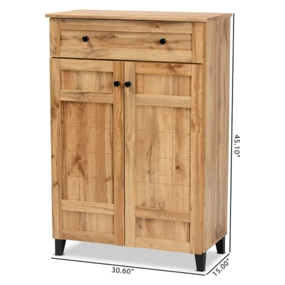 Oak 2-Door Grid Shoe Storage Cabinet-Kirkland's Home Store