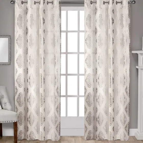 Off White Metallic Curtain Panel Set, 96 In.-Kirkland's Home Flash Sale