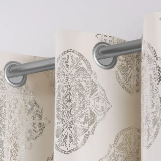 Off White Metallic Curtain Panel Set, 96 In.-Kirkland's Home Flash Sale