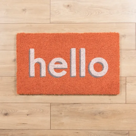 Orange Hello Coir Doormat-Kirkland's Home Store
