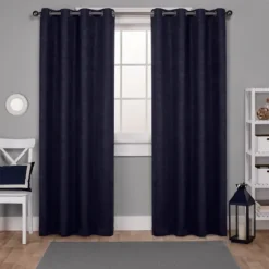 Oxford Navy Thermal Curtain Panel Set, 96 In.-Kirkland's Home Outlet