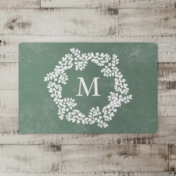 Personalized Sage Fern Monogram Kitchen Mat-Kirkland's Home Discount