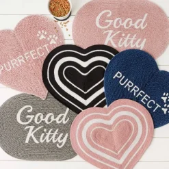 Pink Striped Heart Pet Bowl Mat-Kirkland's Home Cheap