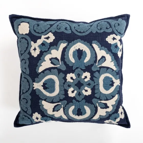 Pippa Embroidered Denim Pillow-Kirkland's Home Clearance