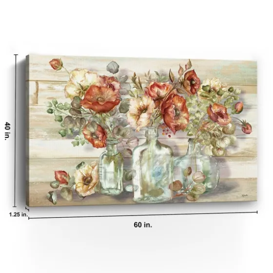 Poppies And Eucalyptus Canvas Art Print, 60X40 In.-Kirkland's Home Flash Sale